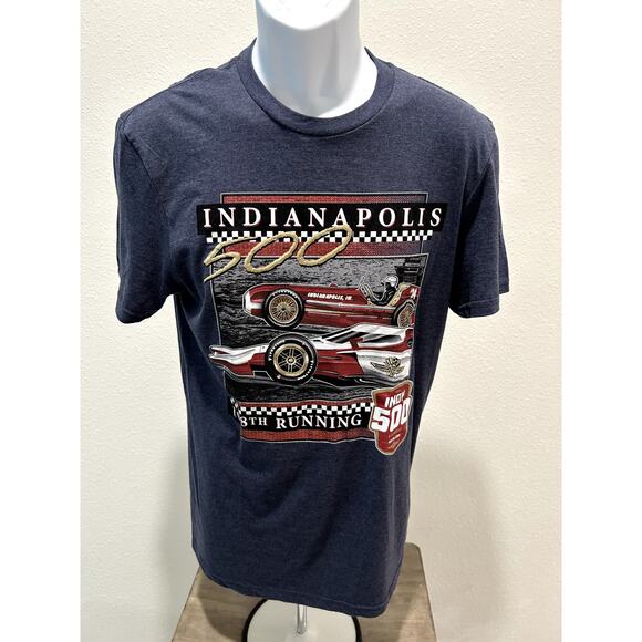 Indianapolis Mens T-Shirt-24 Indy 500 Champs Heather Navy Small Racing Tee New - Picture 1 of 6